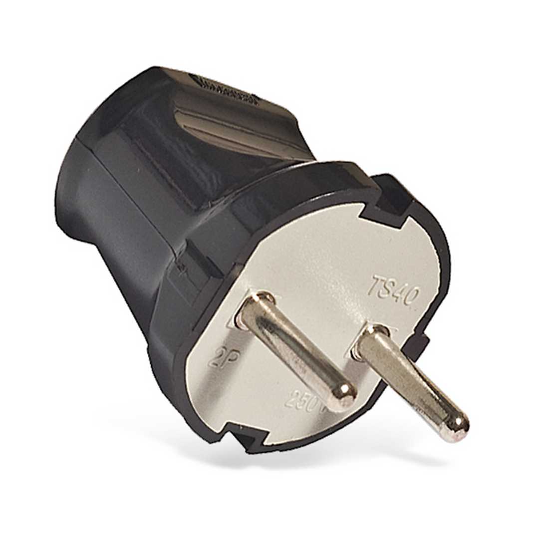 Вилка UNIVersal б/з черная 6 А/250 В