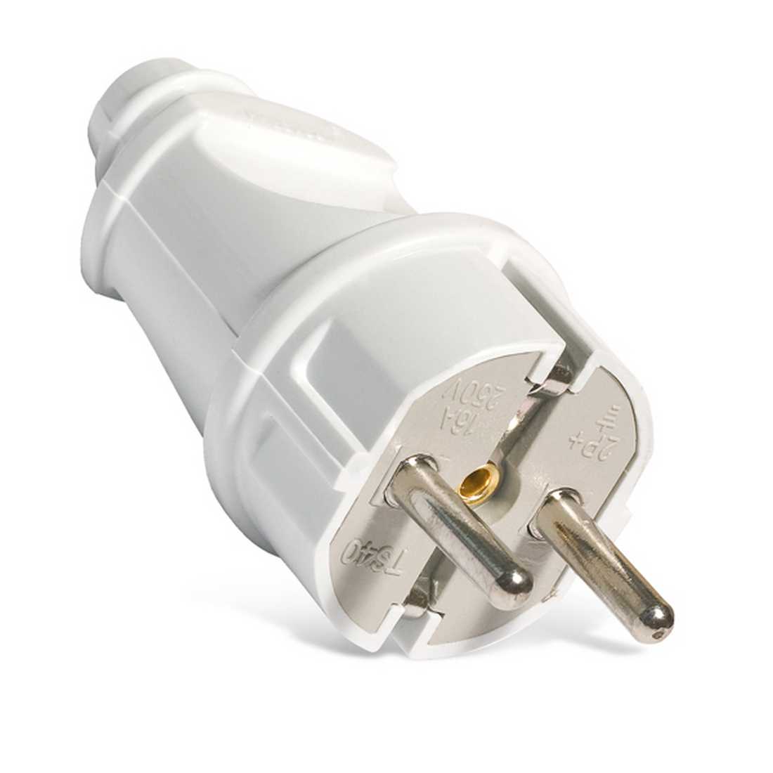 Вилка UNIVersal прямая с/з белая 16 А /250 В