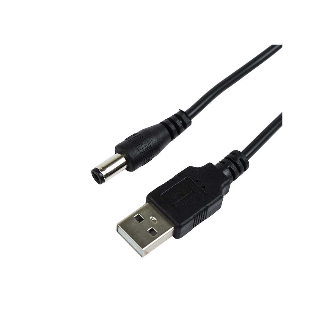 Кабель USB штекер - DC разъем питание 2,5х5,5 мм, спираль 1,5 метра REXANT