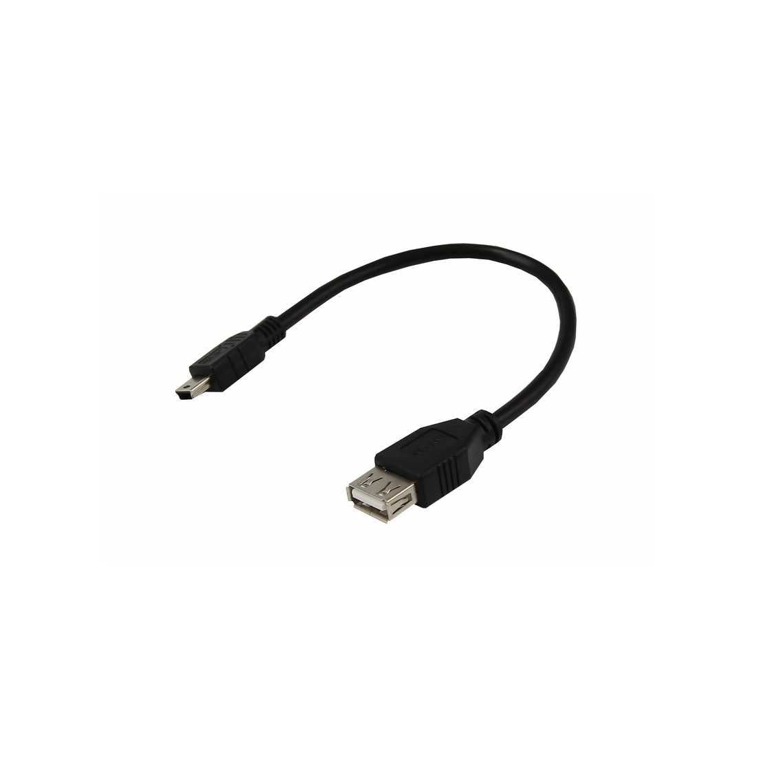 Кабель mini USB (male) штекер - USB-A (female) гнездо, длина 0, 2 метра, черный REXANT