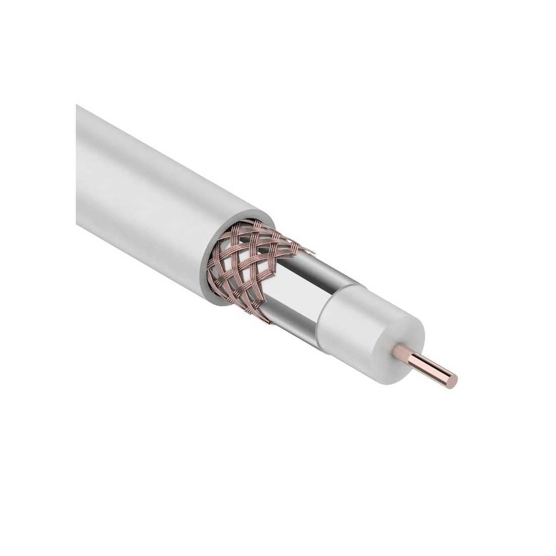 Кабель коаксиальный REXANT RG-6U+Cu, 75 Ом, Cu-Al-Cu, 75%, бухта 100 м, белый Кабель коаксиальный REXANT RG-6U+Cu, 75 Ом, Cu/Al/Cu, 75%, бухта 100 м, белый — изображение 1