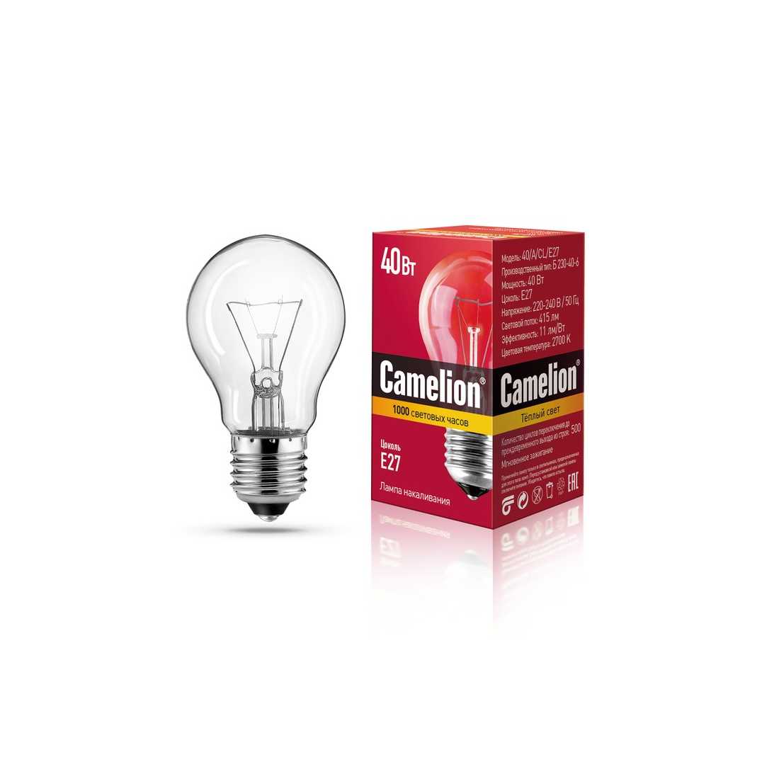Лампа накаливания Camelion 40 A CL E27