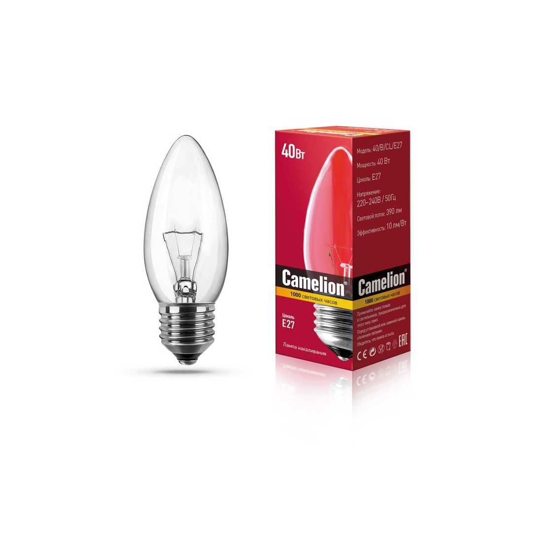 Лампа накаливания Camelion 40 B CL E27