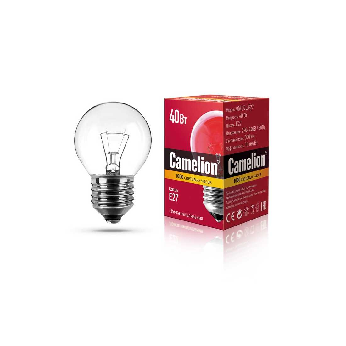 Лампа накаливания Camelion 40 D CL E27