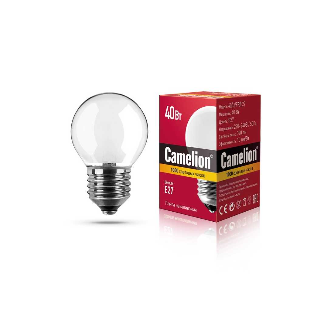 Лампа накаливания Camelion 40 D FR E27