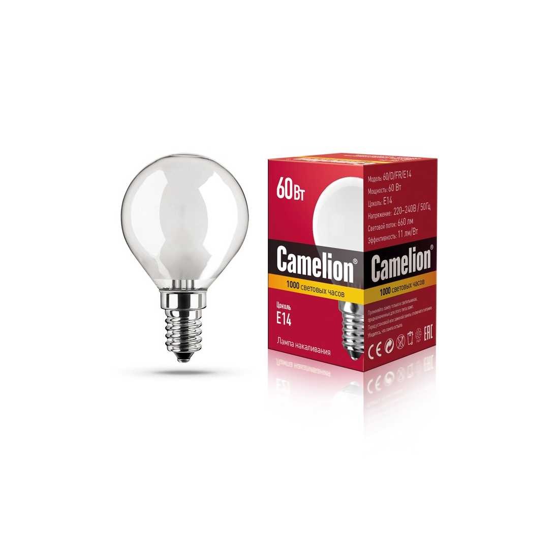 Лампа накаливания Camelion 60 D FR E14
