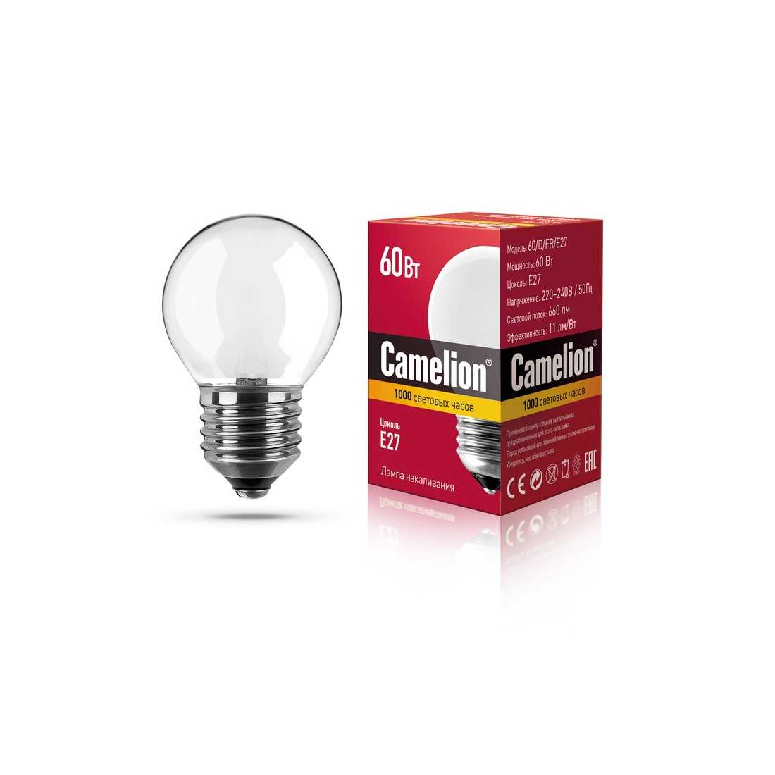 Лампа накаливания Camelion 60 D FR E27