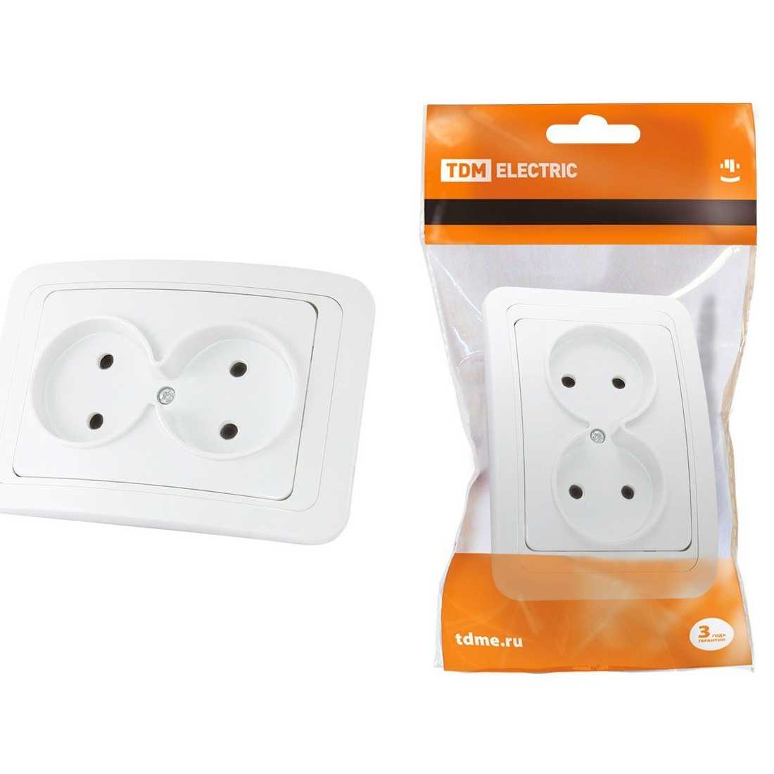 Розетка двойная 2П 10А белая Валдай TDM
