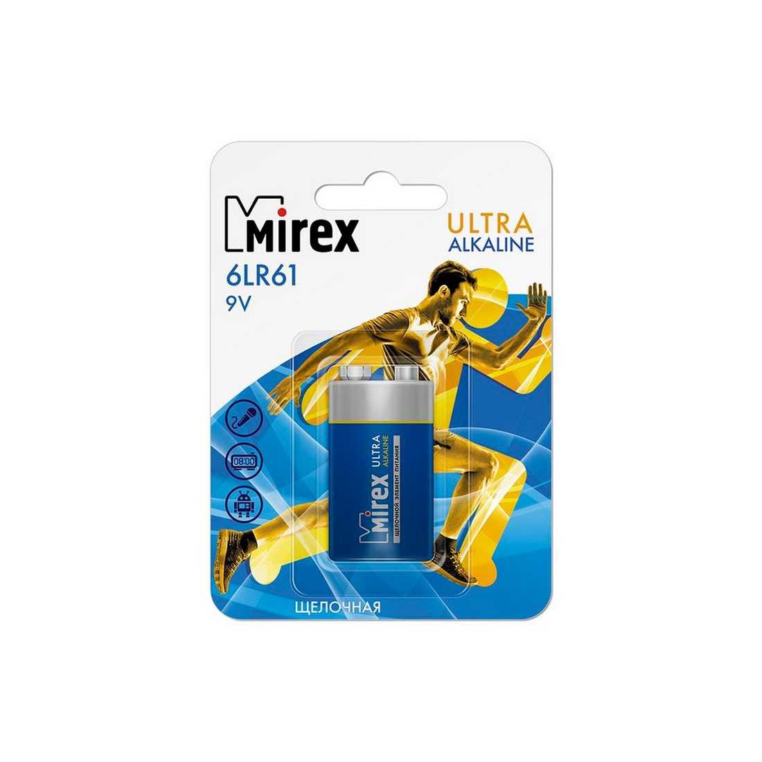 image description Батарейка Mirex 6LR61 Крона BL1 — изображение 1