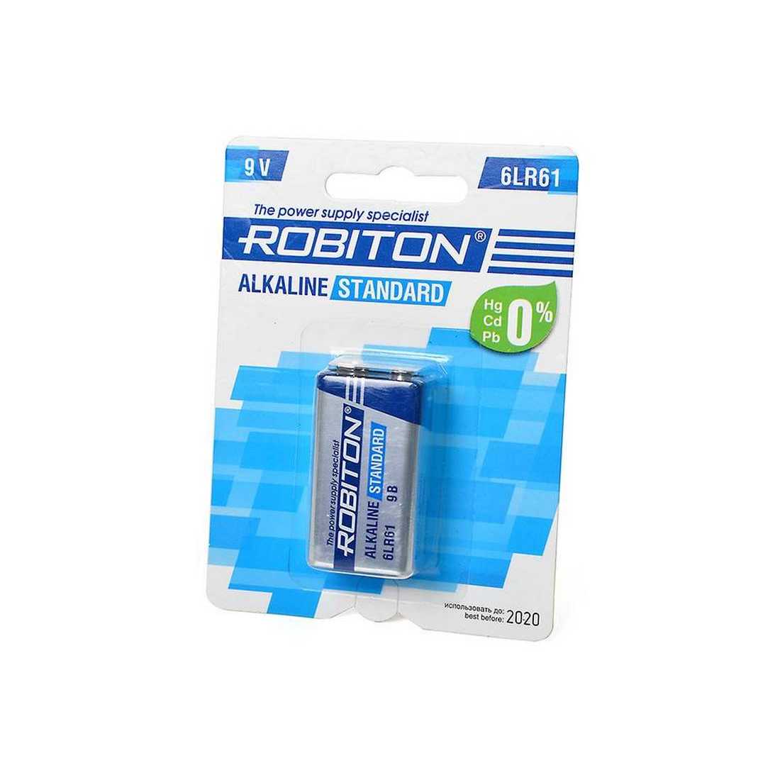 Батарейка ROBITON STANDARD 6LR61 Крона BL1 Батарейка ROBITON STANDARD 6LR61 Крона BL1 — изображение 1