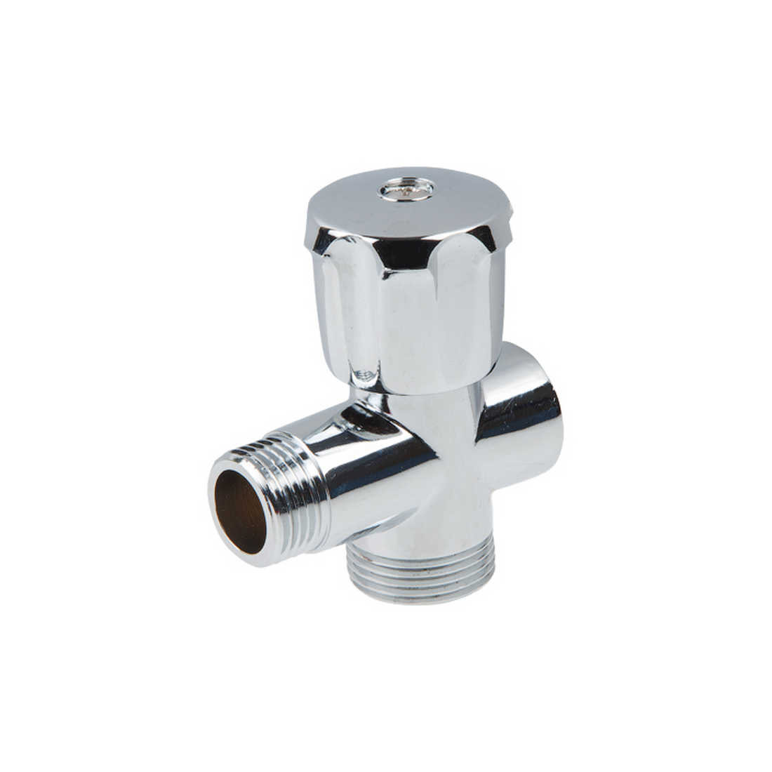 Кран вентильный 1/2" нар. х 3/4" нар. х 1/2" вн. для стир. машины ХРОМ., AV Engineering