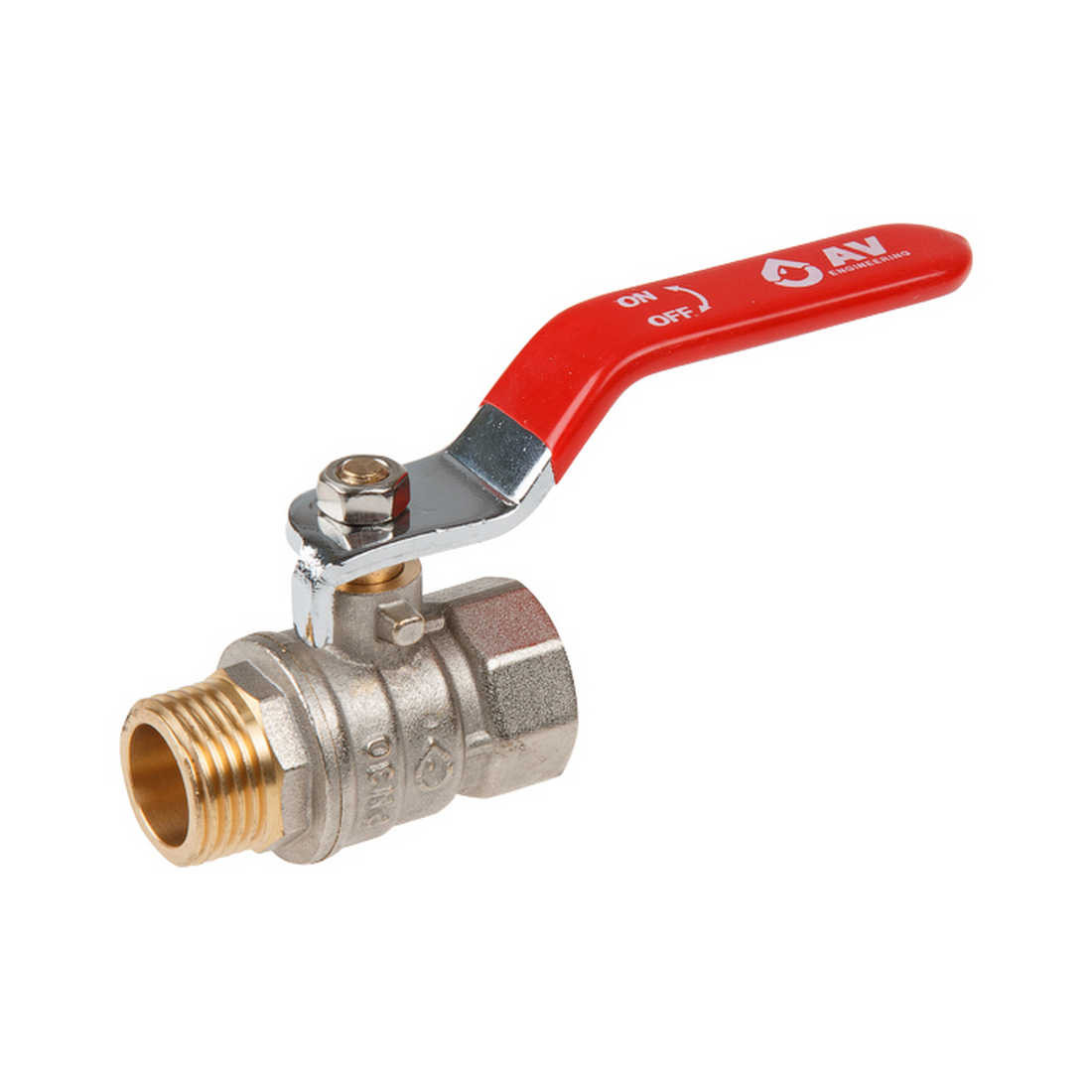 Кран шаровый 1/2" нар.-вн. ручка PN30, AV Engineering