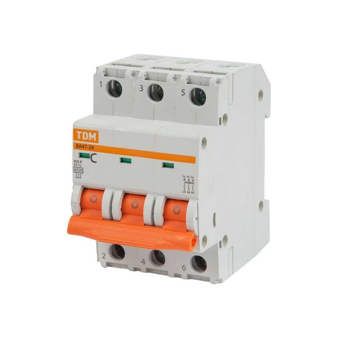 Автоматич. выключатель ВА47-29 3Р 40А 4,5кА х-ка С TDM (SQ0206-0113)