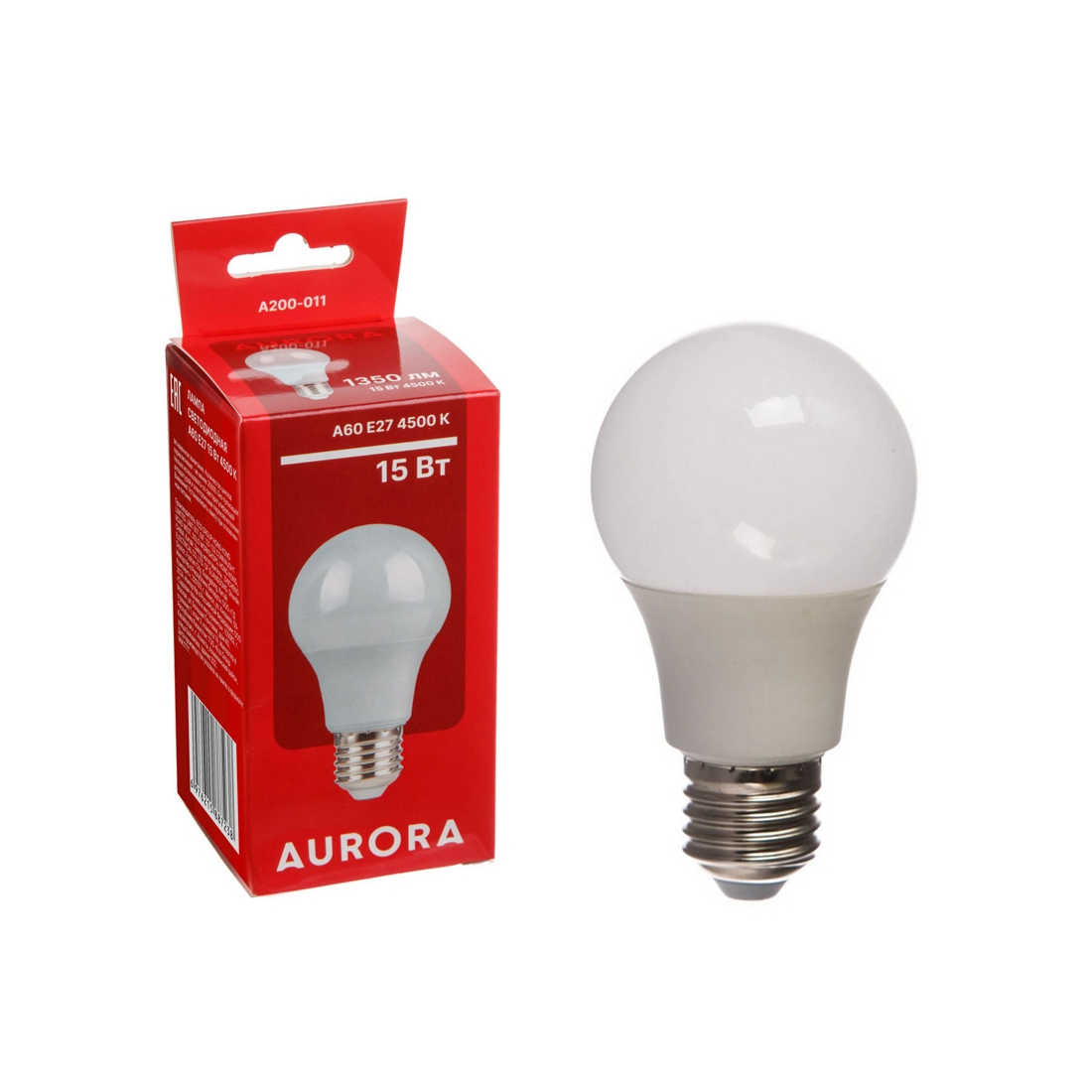 Лампа светодиодная A60 СТАНДАРТ 15Вт 230В E27 4500K AURORA (A200-011)