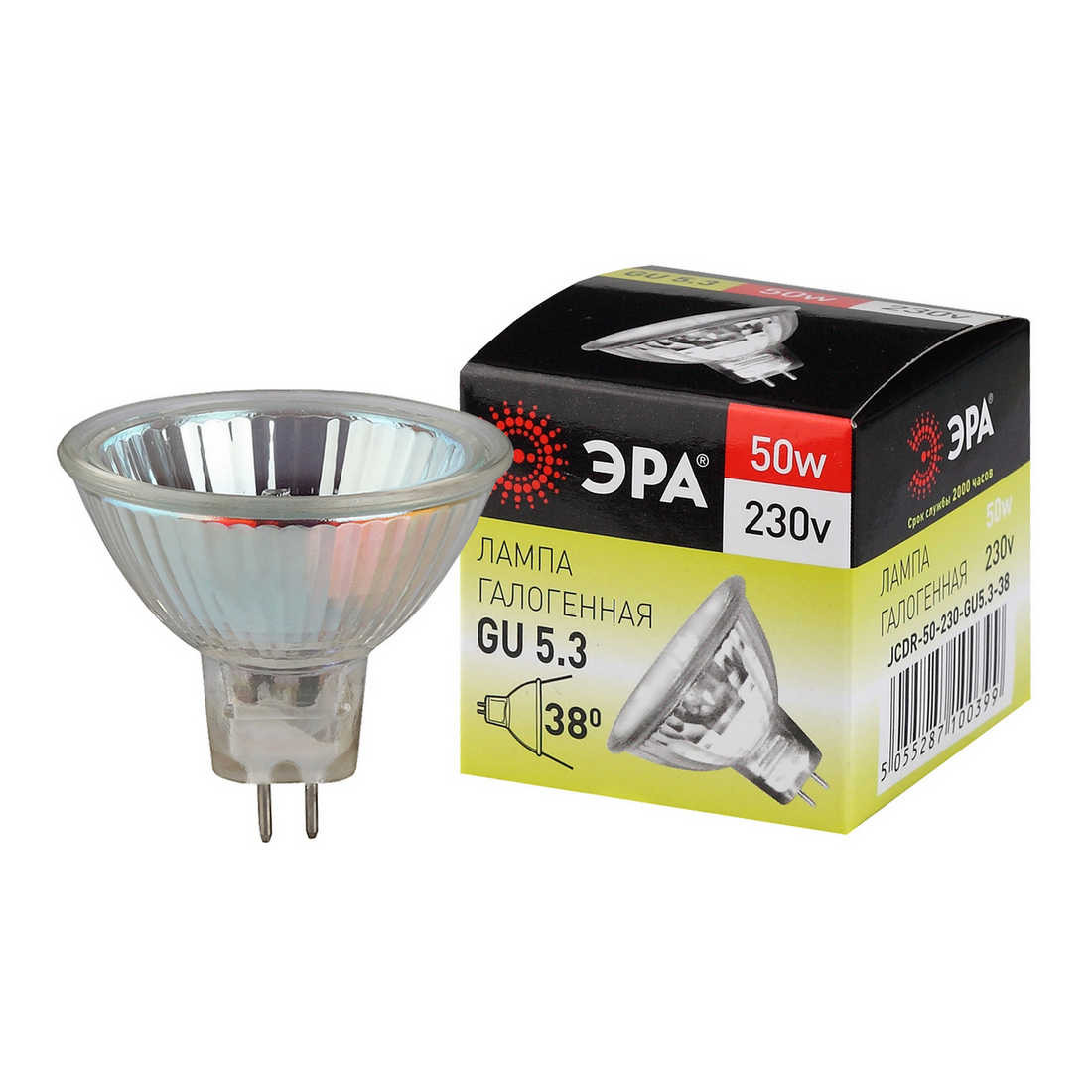 Лампочка галогенная ЭРА GU5.3-JCDR (MR16)-50W-230V-CL GU5.3 50Вт софит теплый белый свет Лампочка галогенная ЭРА GU5.3-JCDR (MR16)-50W-230V-CL GU5.3 50Вт софит теплый белый свет — изображение 1