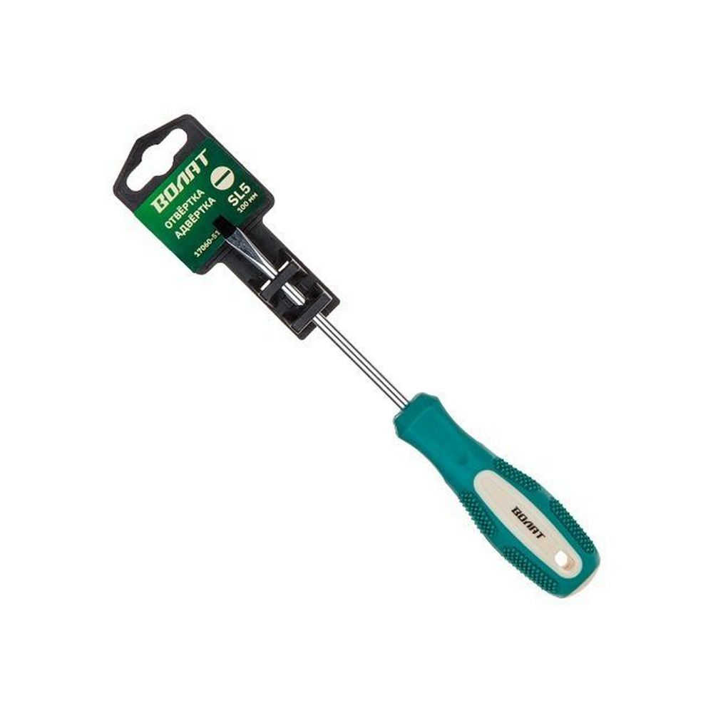 Отвертка - 5,0х100мм SL ВОЛАТ (шлицевая Slotted, двухкомп. рукоятка Anti-Slip) (17060-510) Отвертка - 5,0х100мм SL ВОЛАТ (шлицевая Slotted, двухкомп. рукоятка Anti-Slip) (17060-510) — изображение 1