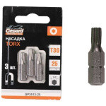 Насадка TORX T30 25мм 3шт GEPARD (GP3513-25) (бита звездочка шестилучевая звезда сталь S2 магнитная) (GP3513-25)