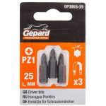 Насадка крестообразная PZ1 25мм 3шт GEPARD (GP3503-25) (бита Pozidrive позидрив сталь S2 магнитная) (GP3503-25)