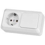 Блок комбинированный выкл. 1-кл. 10А + розетка 2П+З 16А 250В БКВР IP20 белый "Ладога" TDM SQ1801-0101