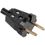 Вилка (б/з, 6А, 250В) чёрная, Юпитер (В6-001)