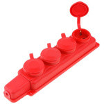 Розетка 4-ая переносная (с/з, 16А, 250В, брызг. защ.) каучук, красная Юпитер (РП16-432 К)